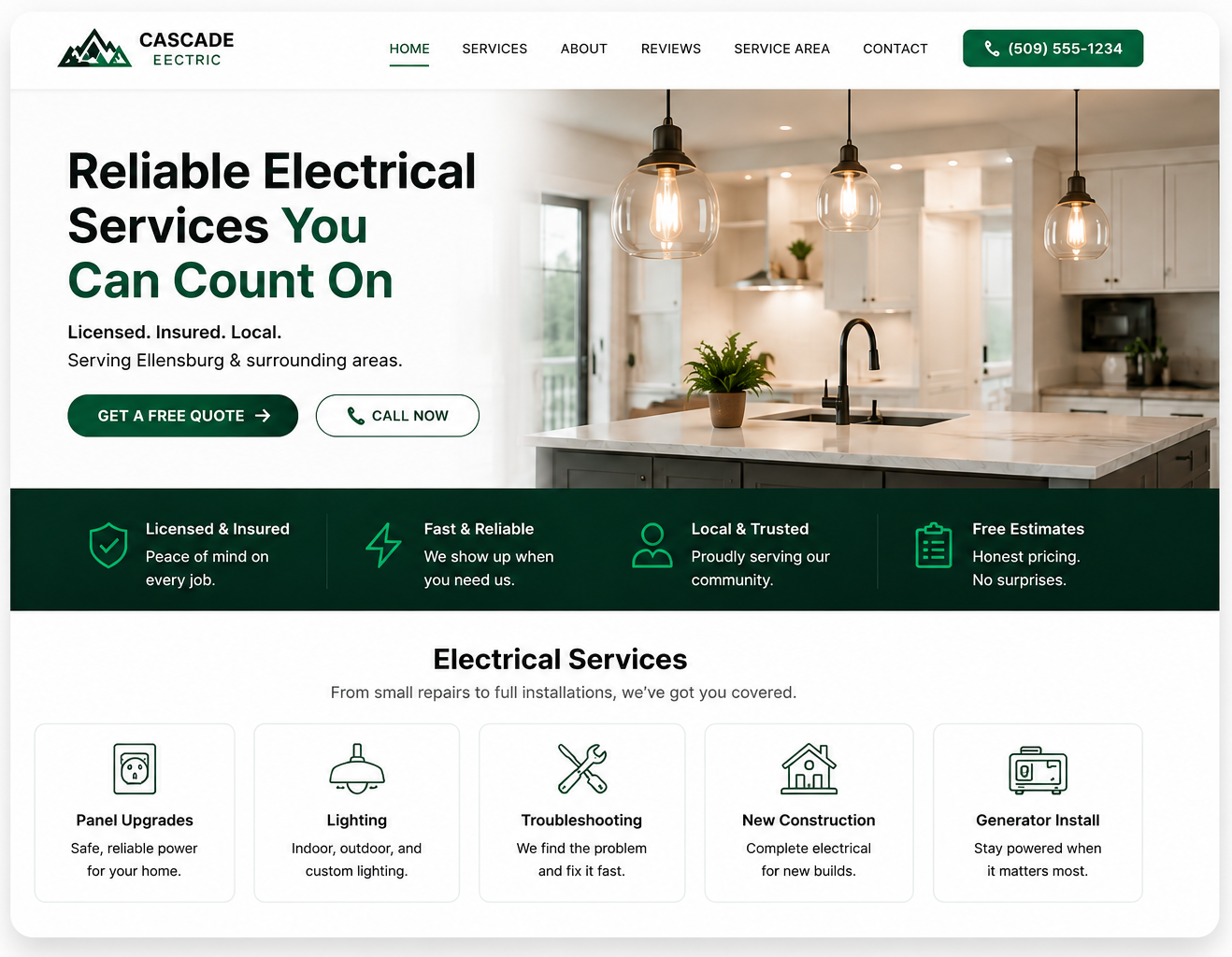 Example professional small business website — Cascade Electric